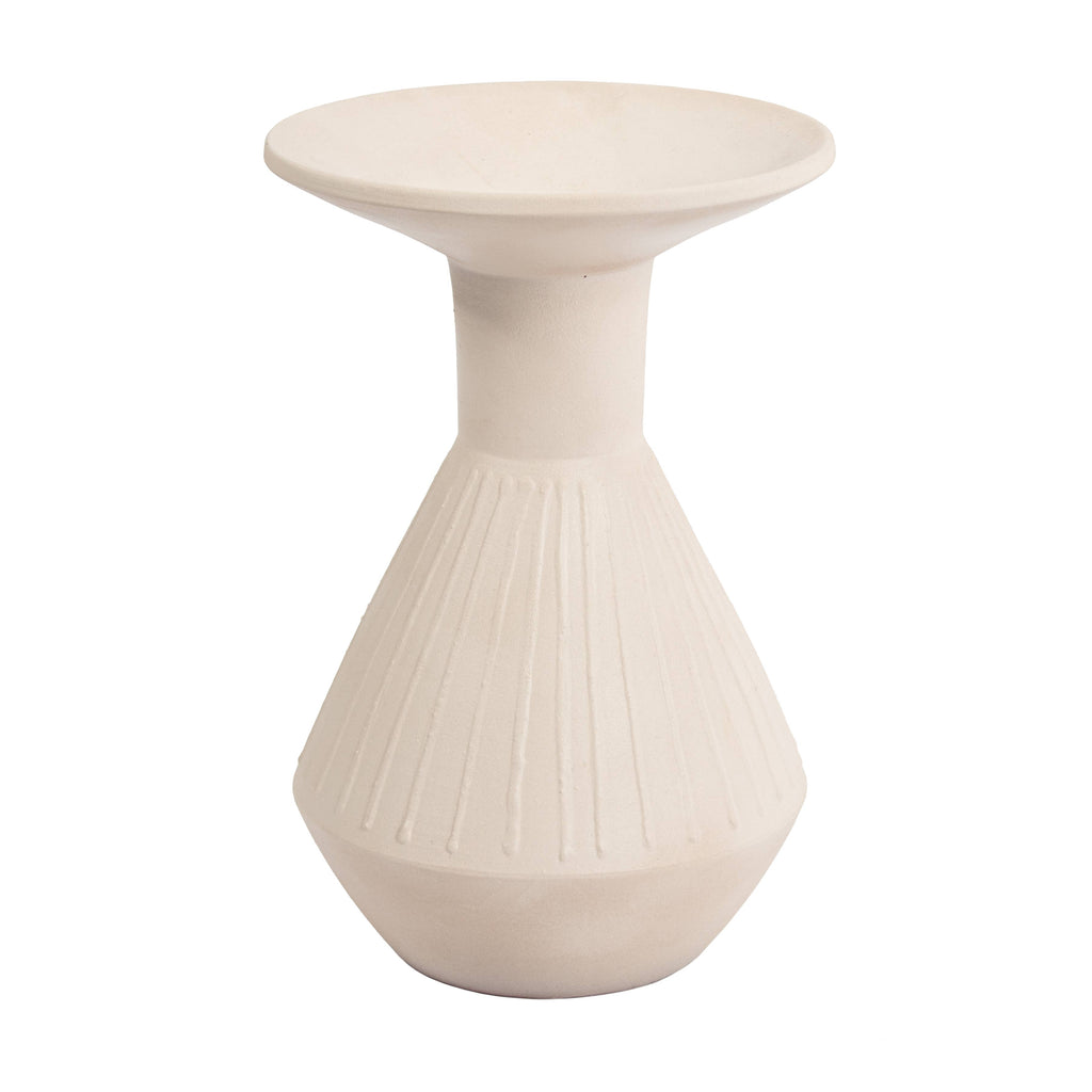Doric Matte White Sculptural Ceramic Vase: Medium