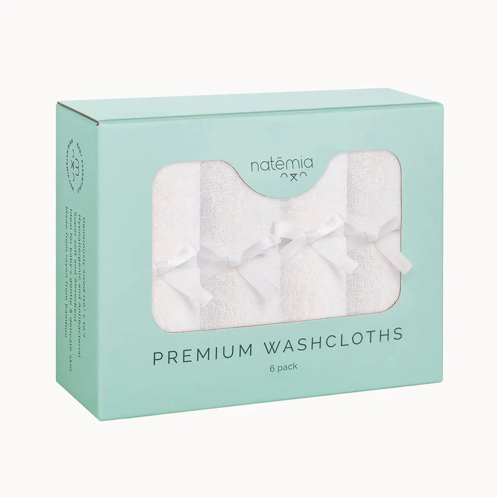 White Bamboo Washcloths - Pack of 6
