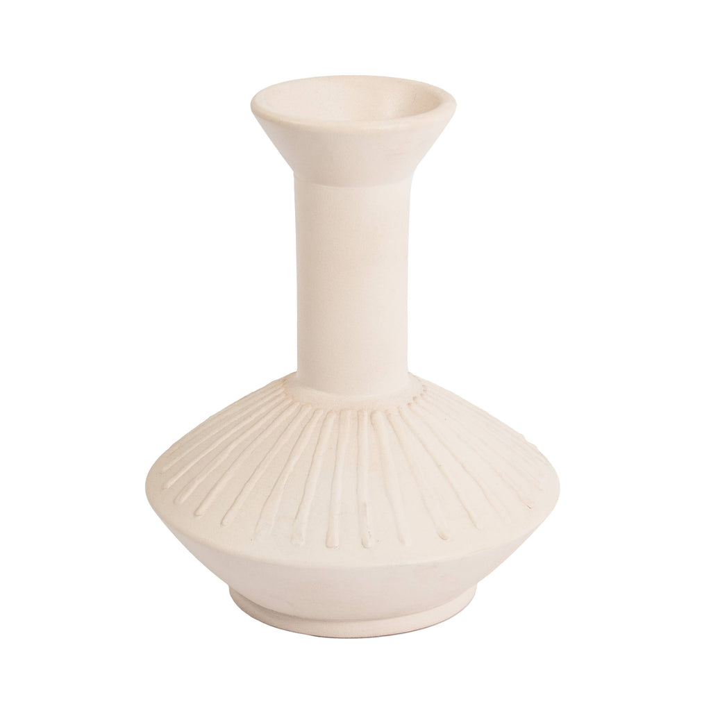 Doric Matte White Sculptural Ceramic Vase: Small