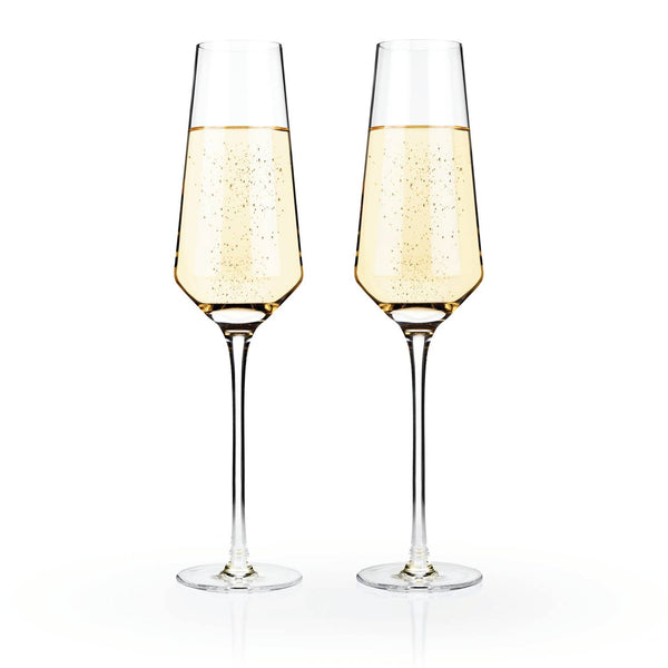 Raye Crystal Champagne Flutes (Set of 2) by Viski - Total Beverage