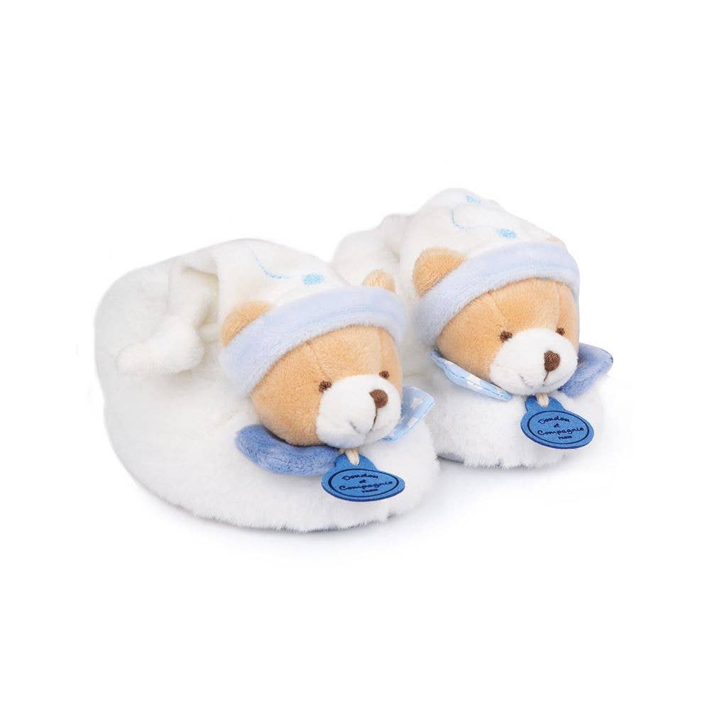 Blue Bear Baby Booties with Rattle