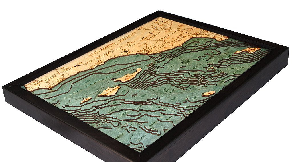 Santa Barbara, California 3-D Nautical Wood Chart
