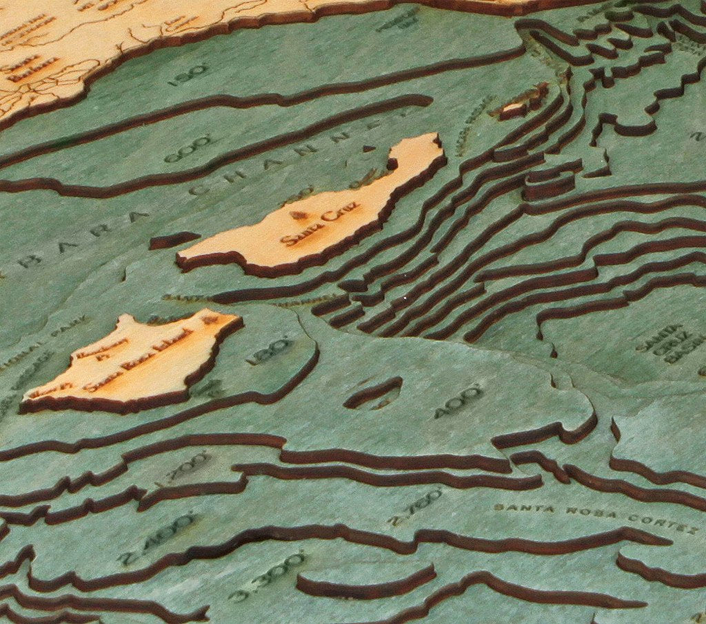 Santa Barbara, California 3-D Nautical Wood Chart