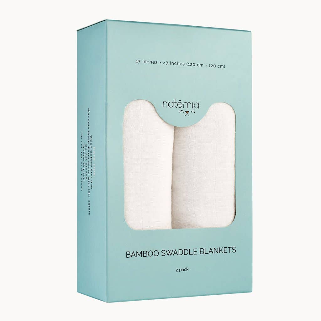 Muslin Bamboo Swaddle Blankets in White - 2 pack