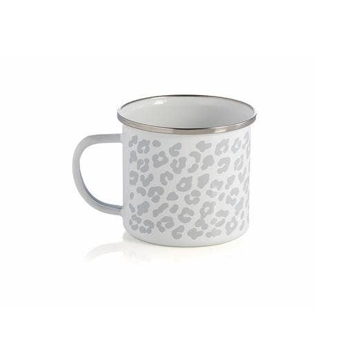 Leopard Print Enamel Mug - Grey