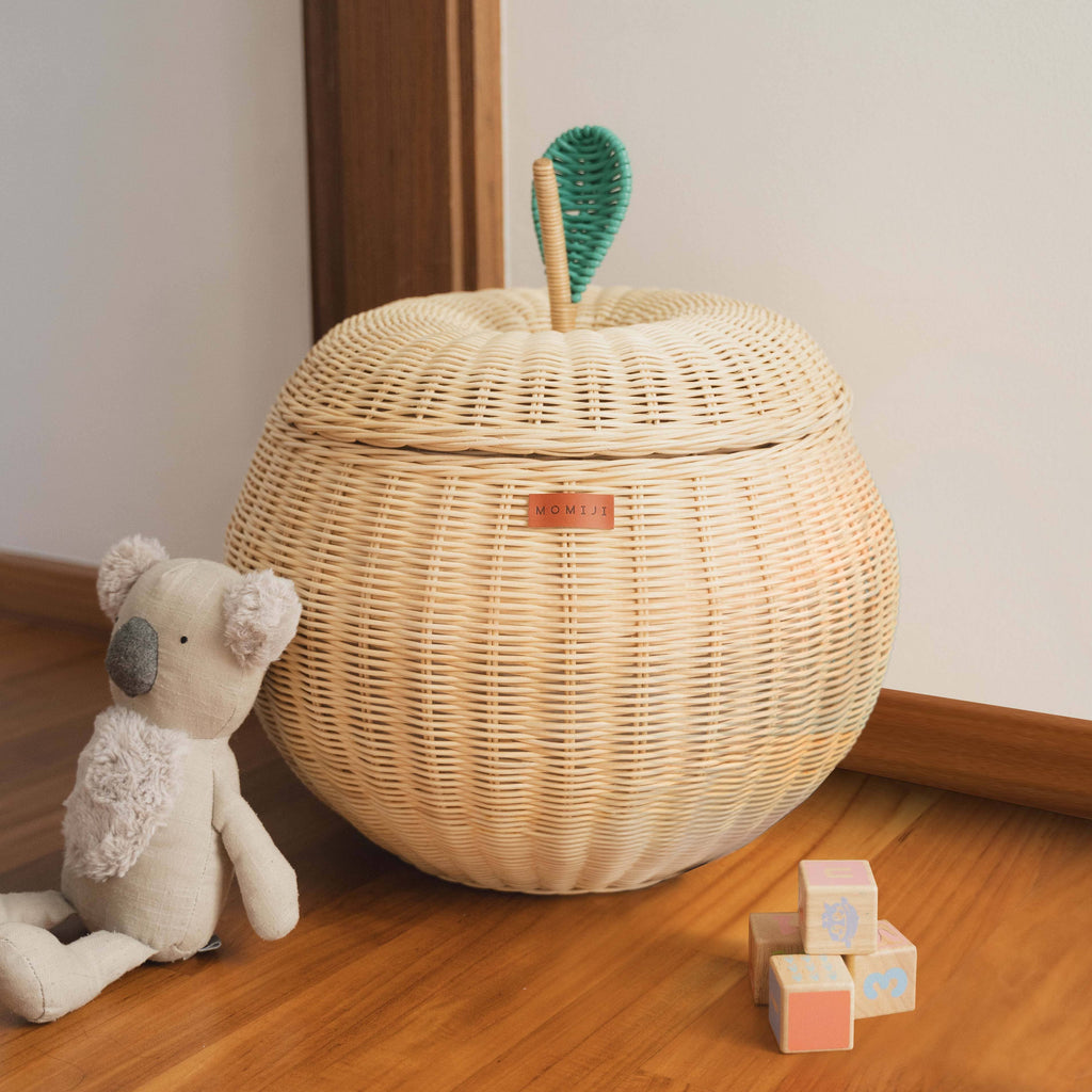 Handcrafted - Apple Storage Basket (Natural) - Rattan Wicker