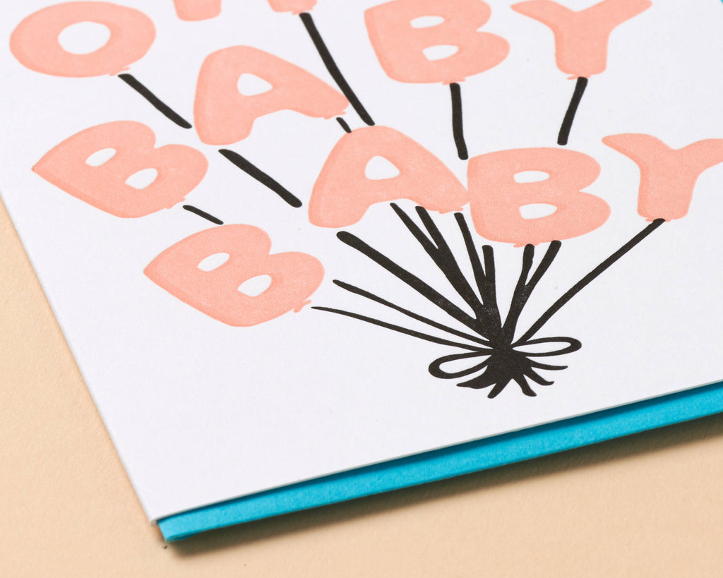 Baby Balloons Letterpress Greeting Card