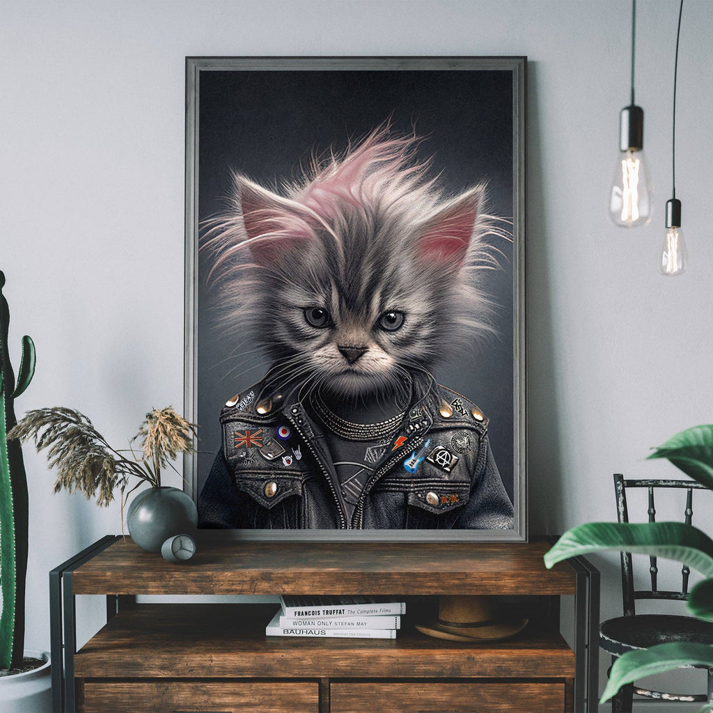 Kitten Punk Kids Animal Portrait Print