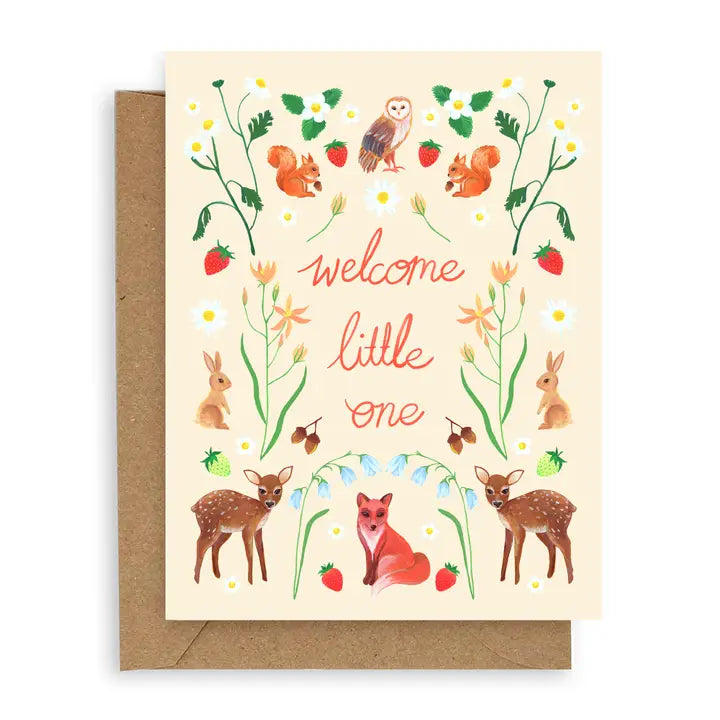 Flora Fauna Baby Card