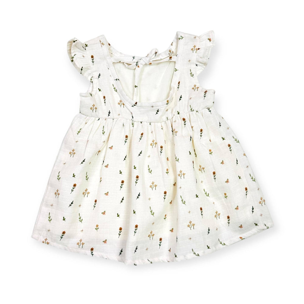 Boho Floral Tutu Baby Dress + Bloomer Set (Organic Muslin): NATURAL / 18-24M