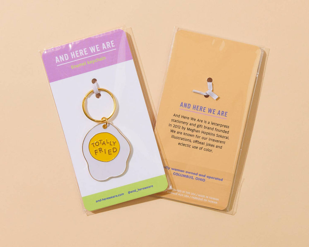 Totally Fried Egg Enamel Food Keychain - Foodie, Bakery