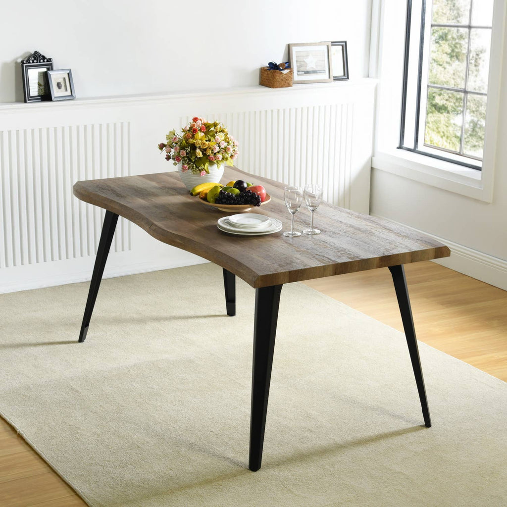 63in Natural Rustic Wood Live Edge Dining Table for 6 people: Rustic Oak