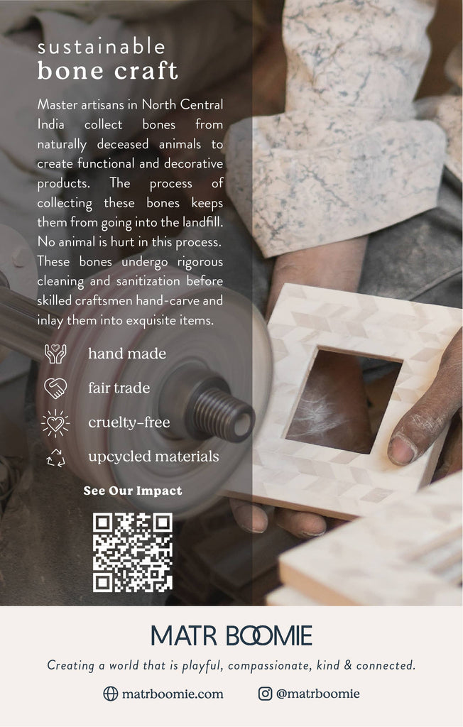 Rajiva 4x6 Black Cream Picture Frame- Fair Trade Carved Bone