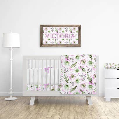 Watercolor Cactus Crib Sheet
