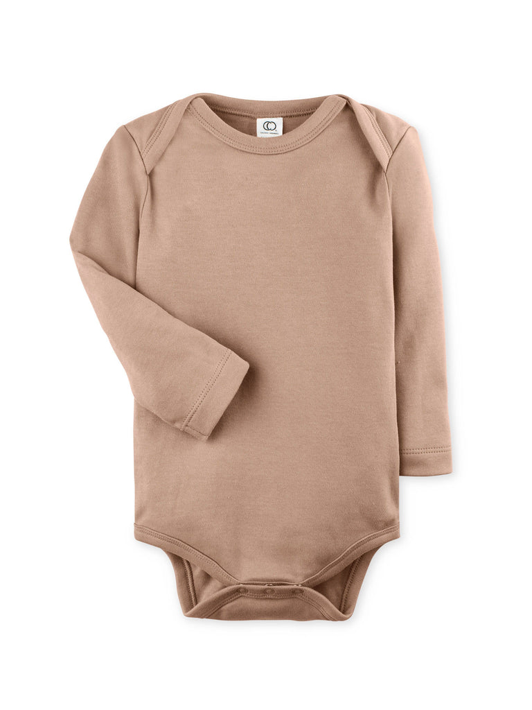 Organic Baby Long Sleeve Classic Bodysuit - Truffle: 6-12M