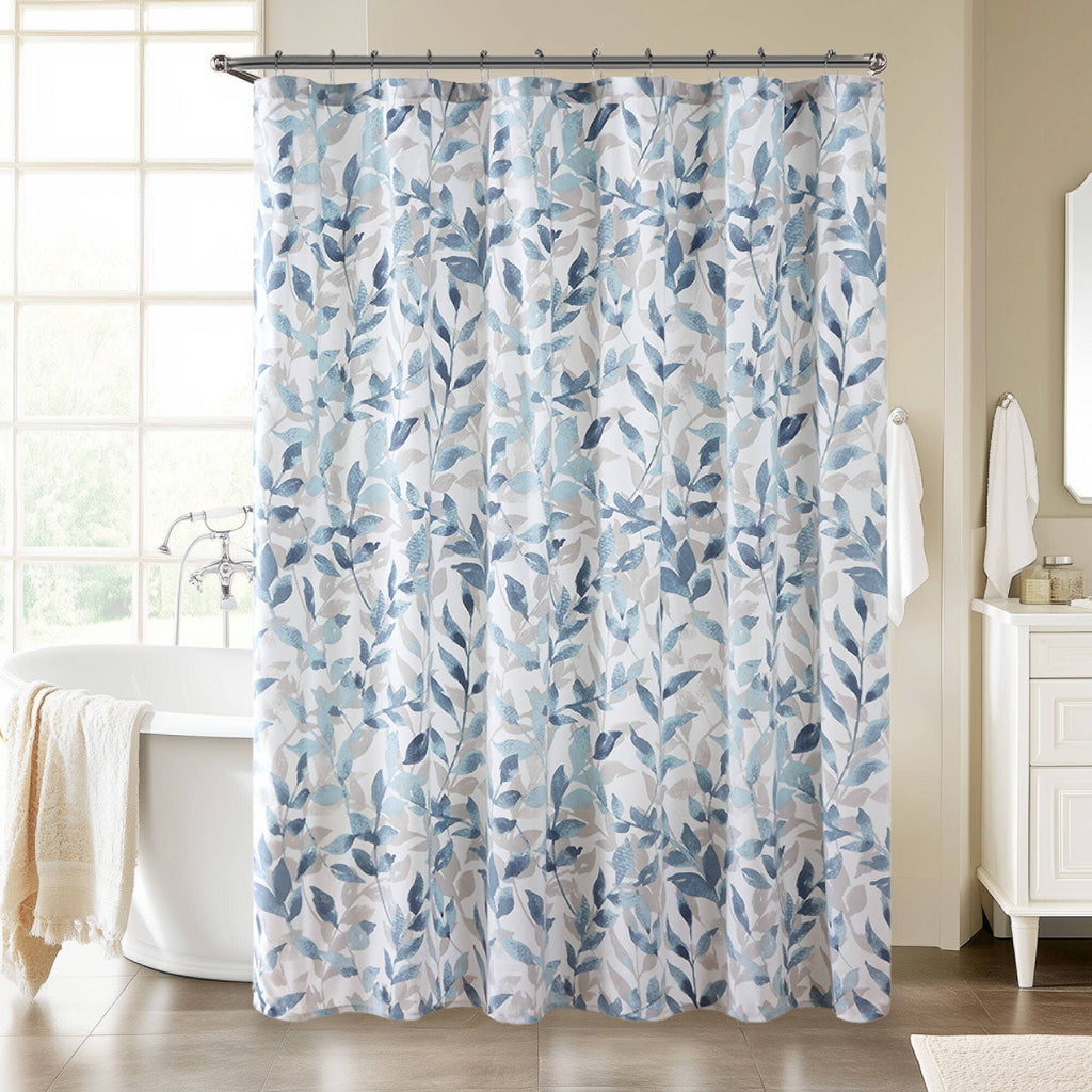 Blue Botanical Shower Curtain
