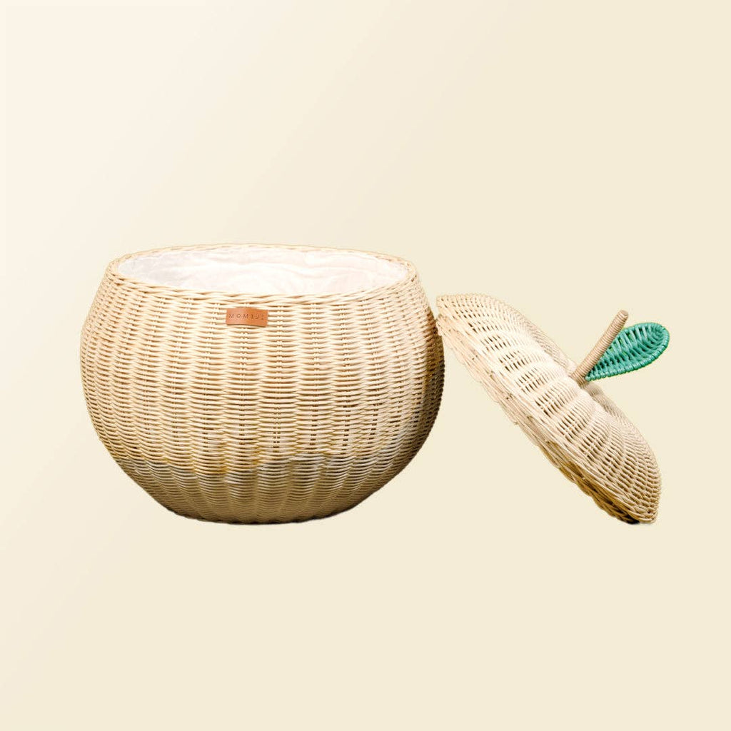 Handcrafted - Apple Storage Basket (Natural) - Rattan Wicker