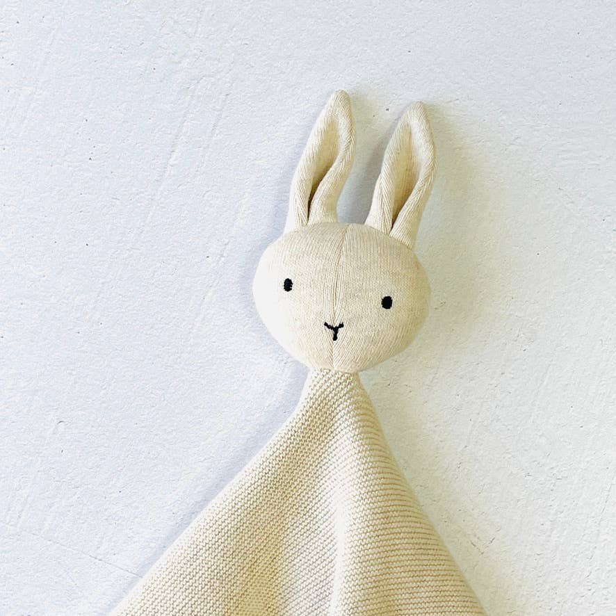 Bunny -Organic Baby Lovey Security Knit Blanket Cuddle Cloth: Natural Heather