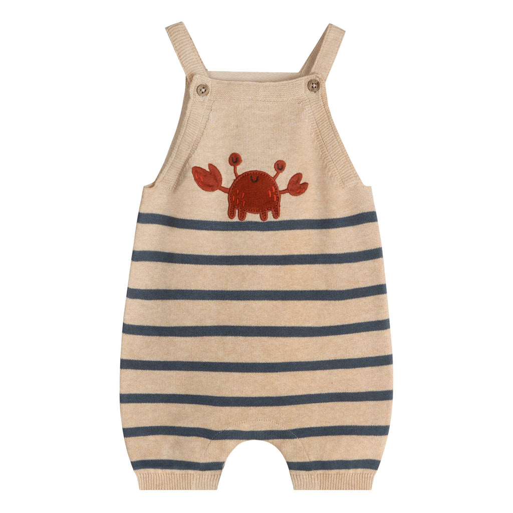 Crab Embroidered Knit Baby Romper Set (Organic Cotton)
