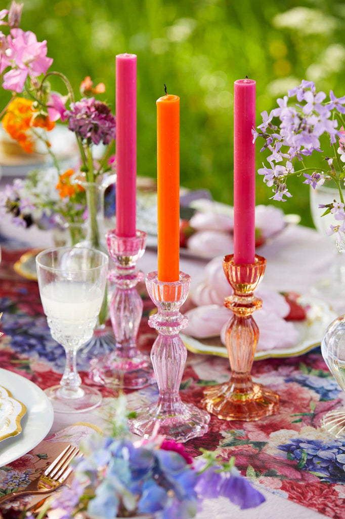 Pink Glass Candlestick