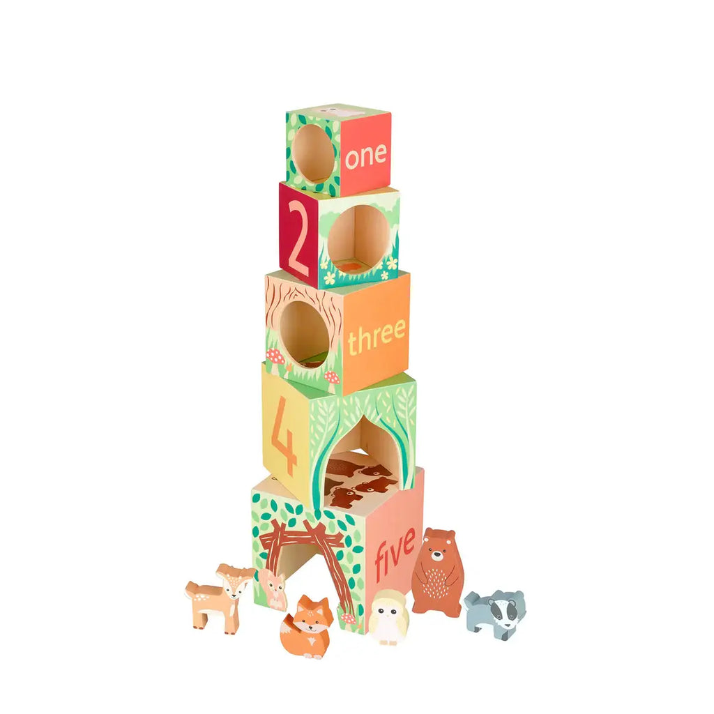 Woodland Animal Wooden Stacking Cubes (FSC®)