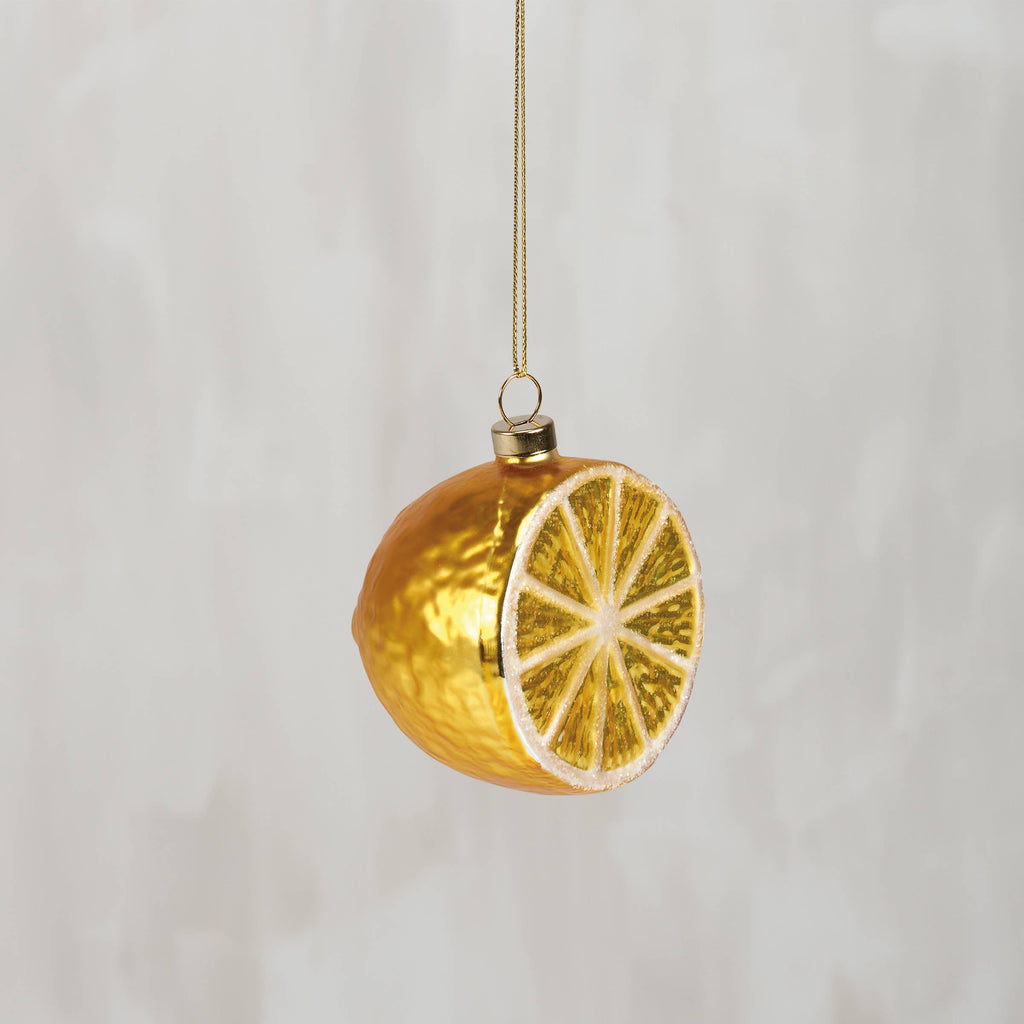 Glass Lemon Half Ornament