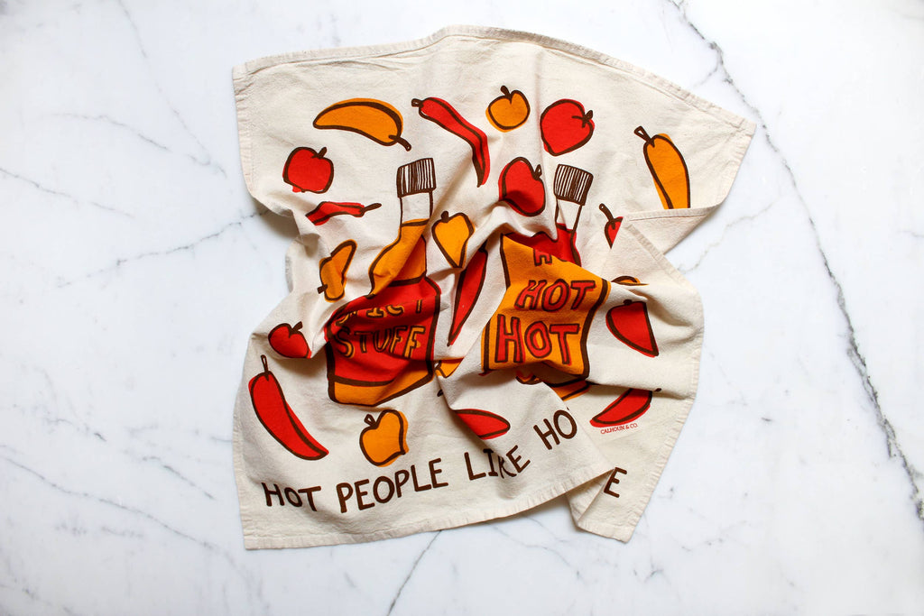 Hot People Like Hot Sauce Printed Tea Towel