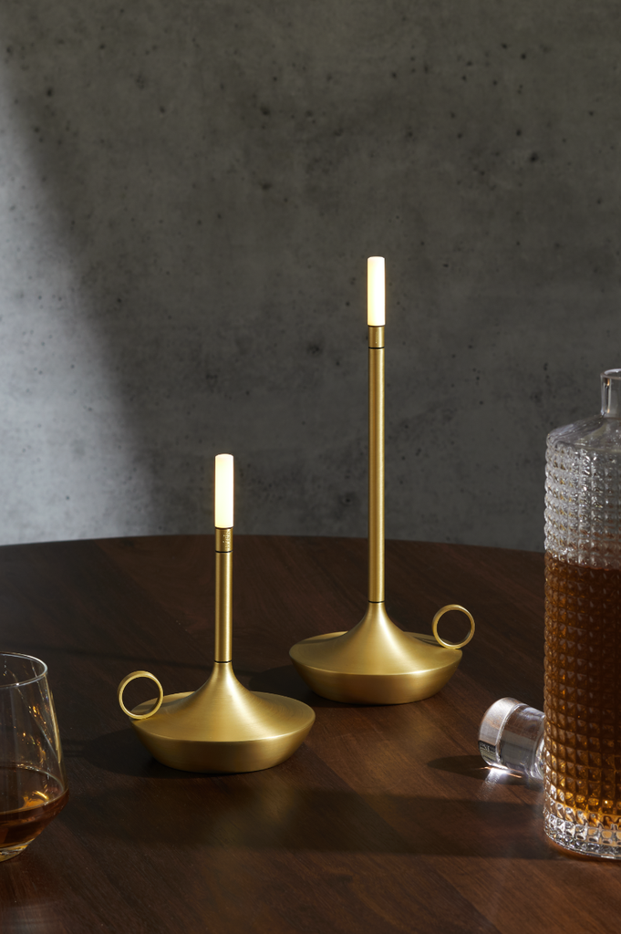 GRAYPANTS Wick Portable Rechargeable Candle Lamp w/Gift Pack: Brass