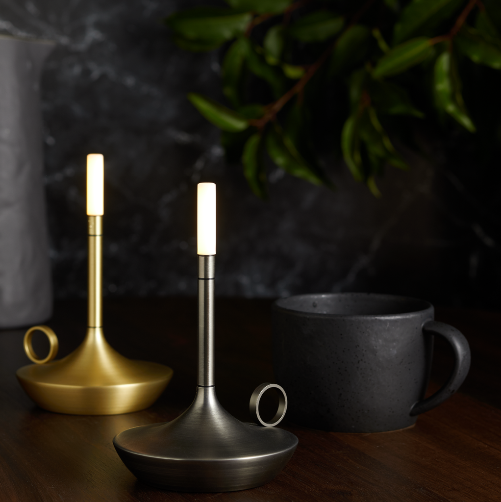 GRAYPANTS Wick S Portable Recharge Candle Lamp w/ Gift Pack: Brass