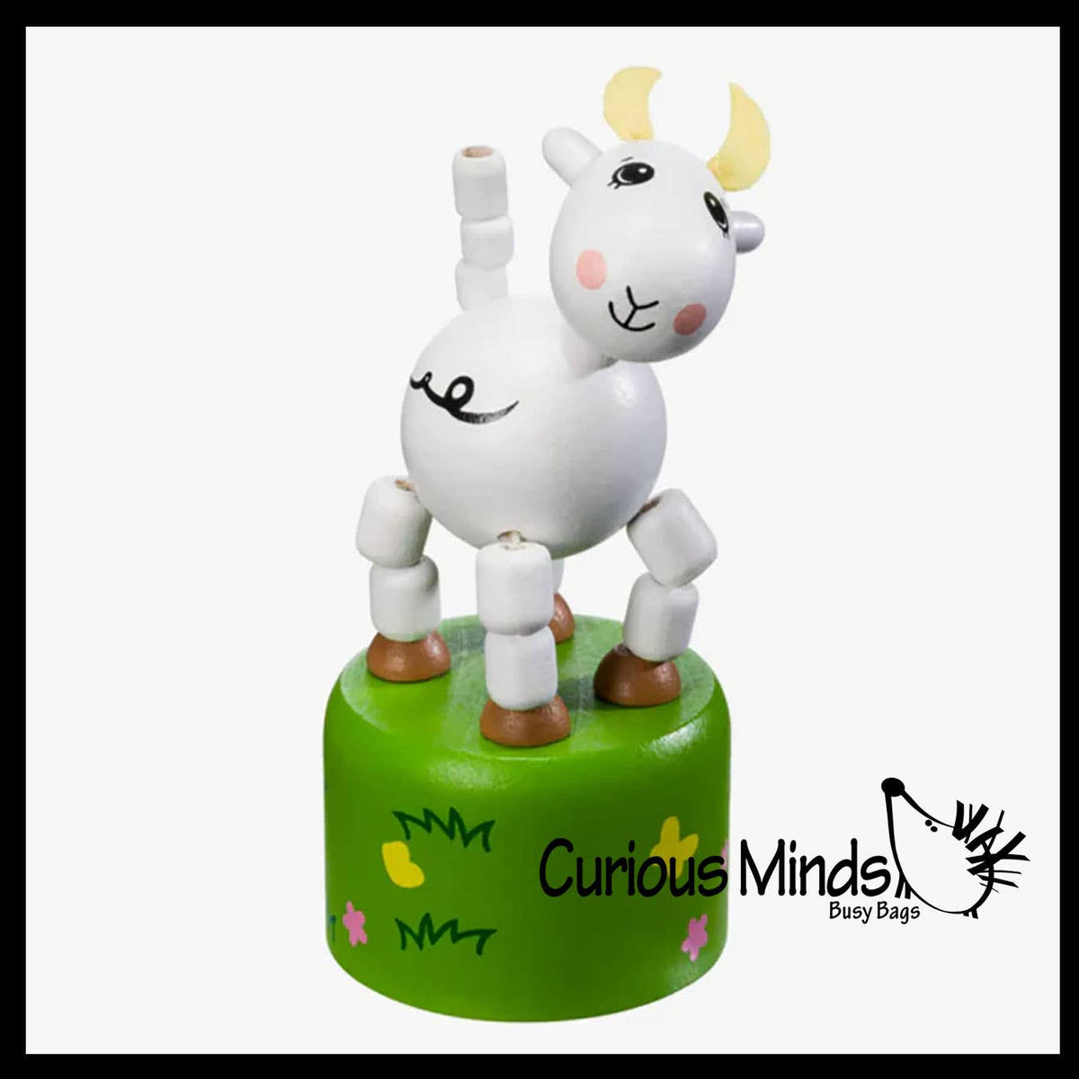 1 Fainting Goat Wooden Collapsing Thumb Dancing Push Puppet – Aldea ...