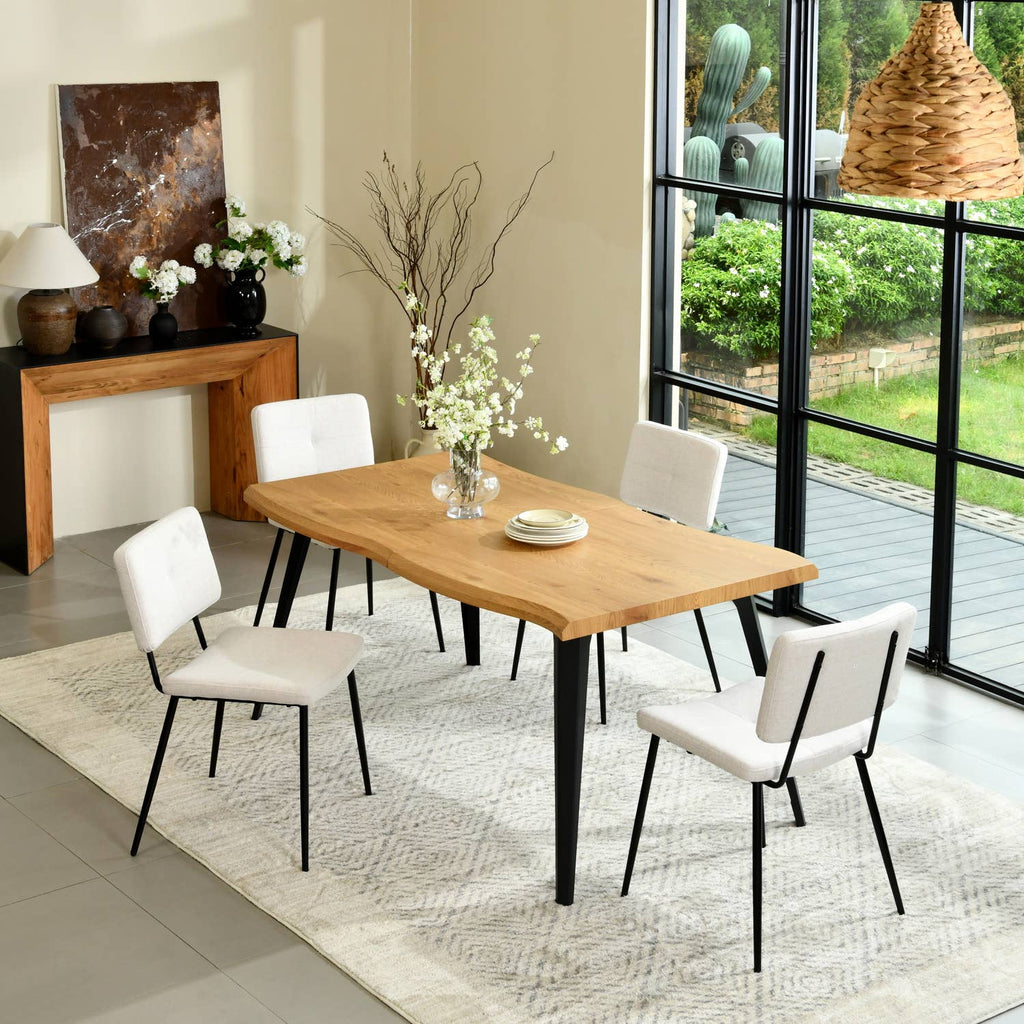 63in Natural Rustic Wood Live Edge Dining Table for 6 people: Rustic Oak