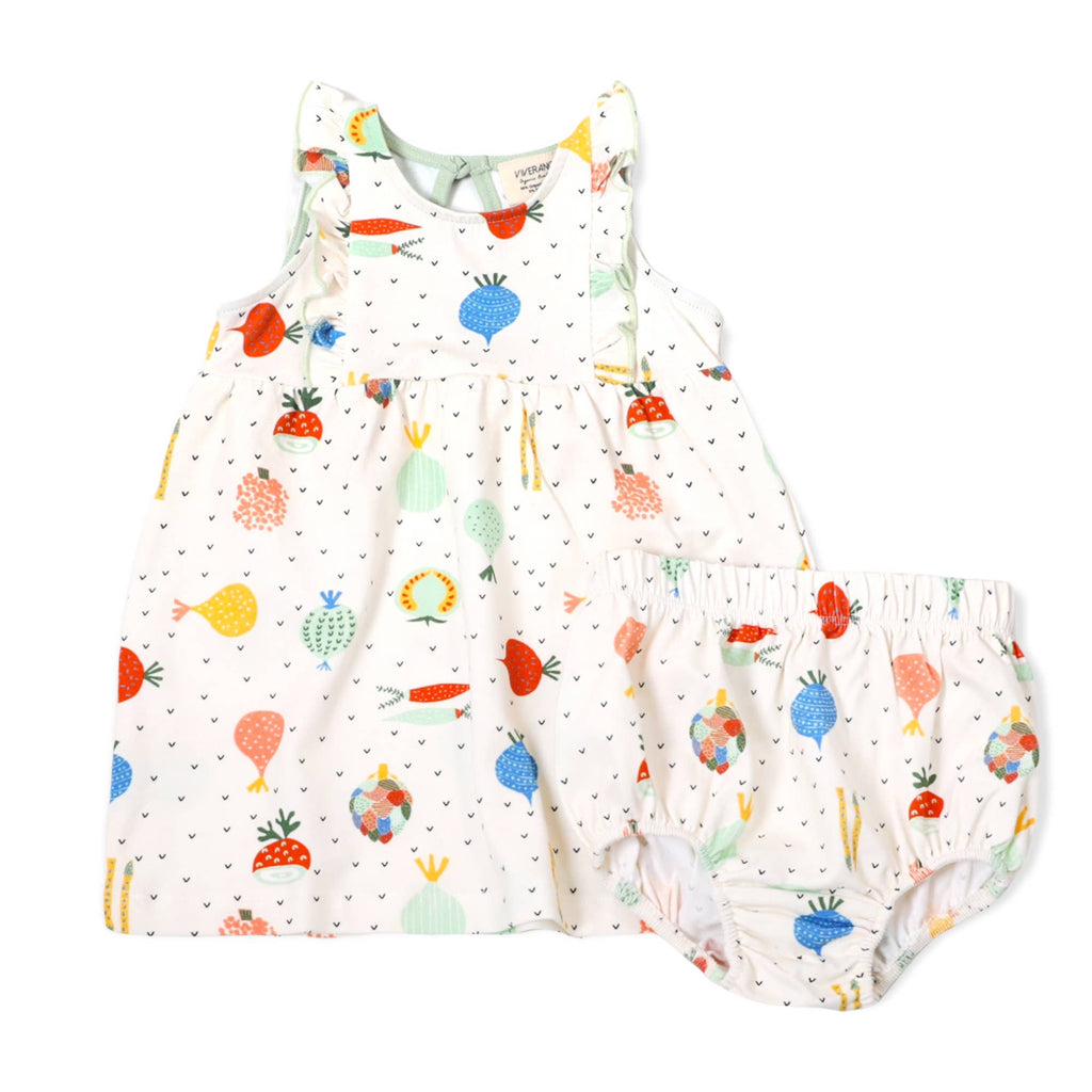 Veggie Ruffle Baby Dress + Bloomer SET (Organic Cotton)