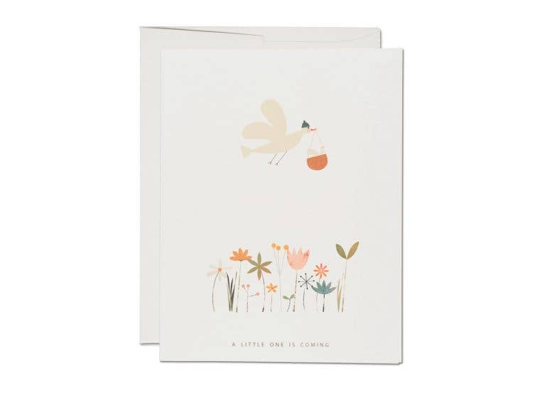 Birdie in Basket baby greeting card
