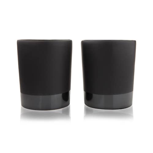 Matte Black Ceramic Stoneware Lowball Glasses - Set of 2