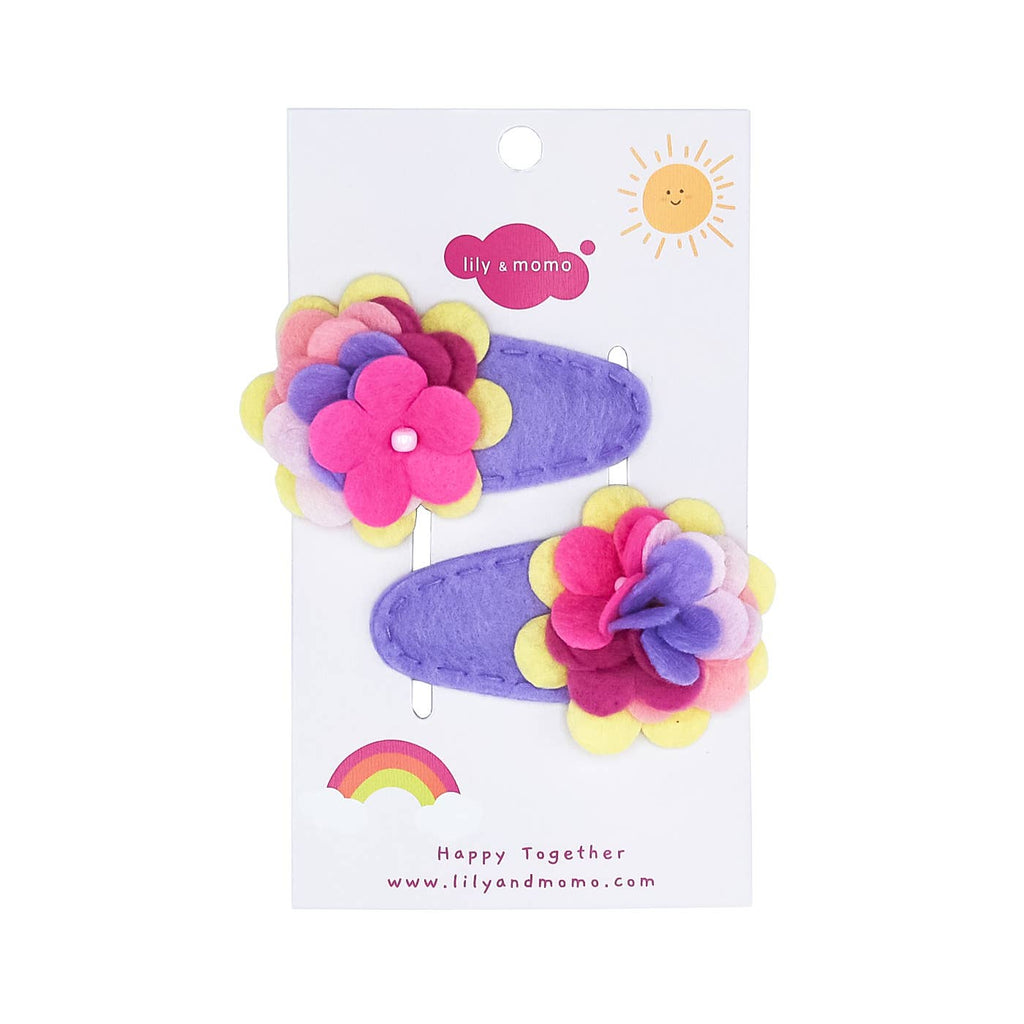 Samantha Flower Hair Clips- Lilac and Pink