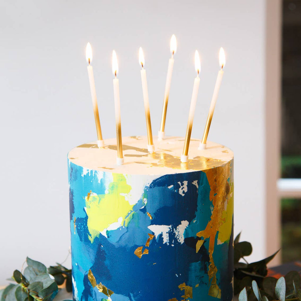 White & Gold Birthday Candles | 16 Pack