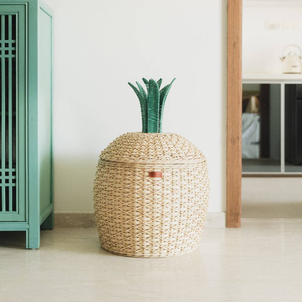 Handcrafted - Pineapple Storage Basket (Natural) - Rattan