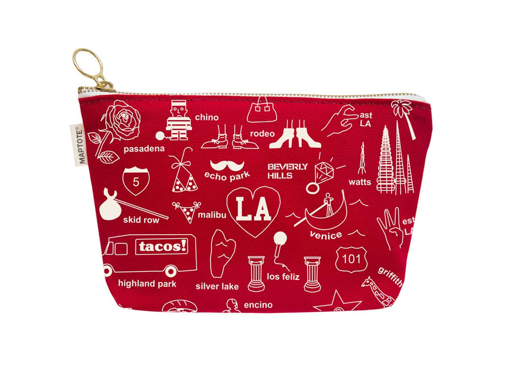 Los Angeles Zipped Pouches: Red