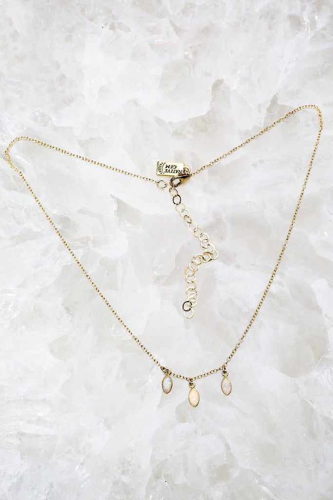 RAINDROPS NECKLACE- WHITE OPAL- 14K GOLDFILL