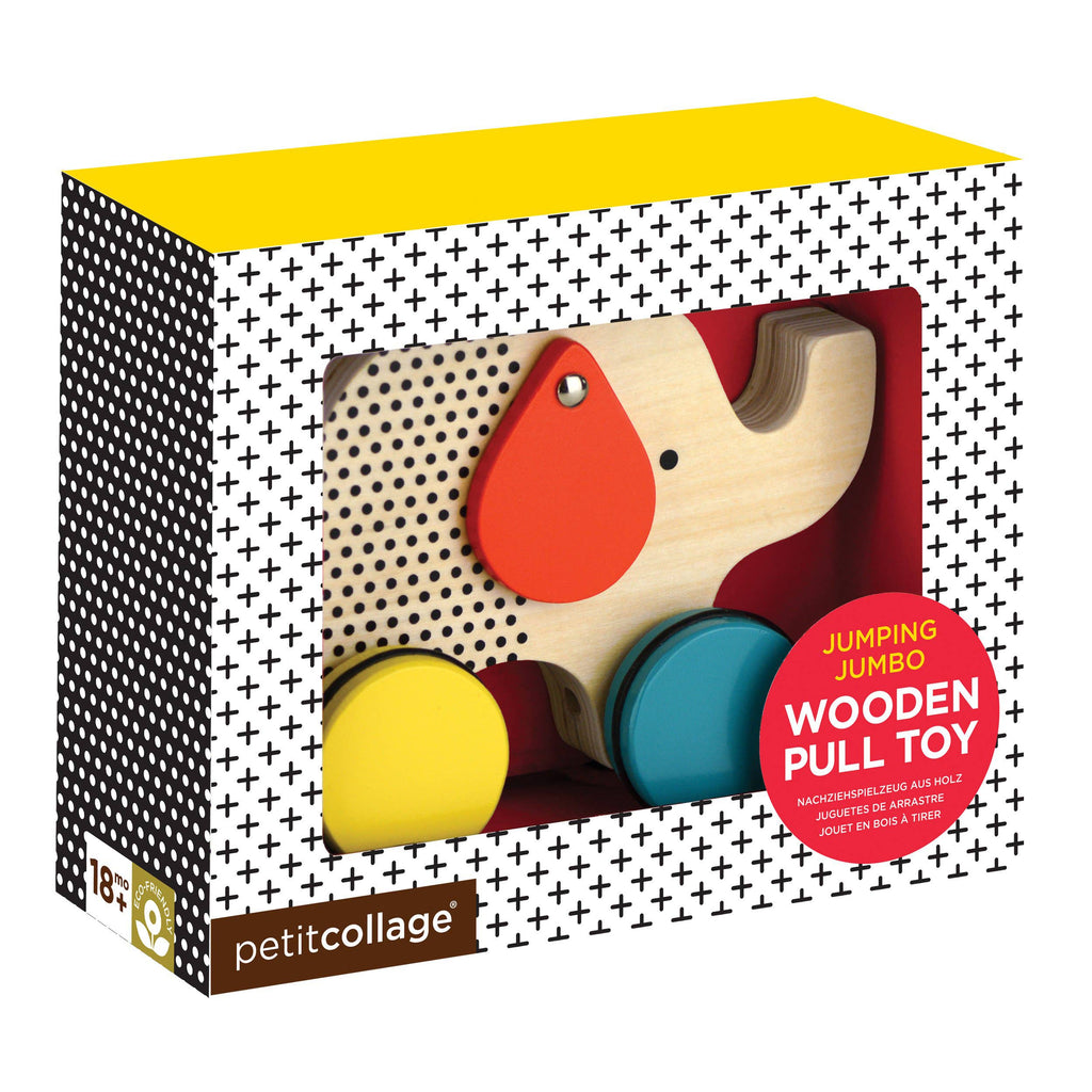Wooden Jumbo Jumping Elephant Pull Toy