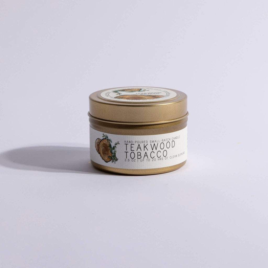 Teakwood Tobacco - Just Bee Candles: 13 oz (up to 60 hrs of clean burning)