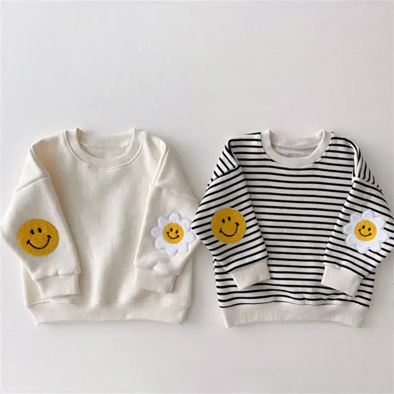 Baby Girl Sweatshirt- White with "Patches" | 24 Months