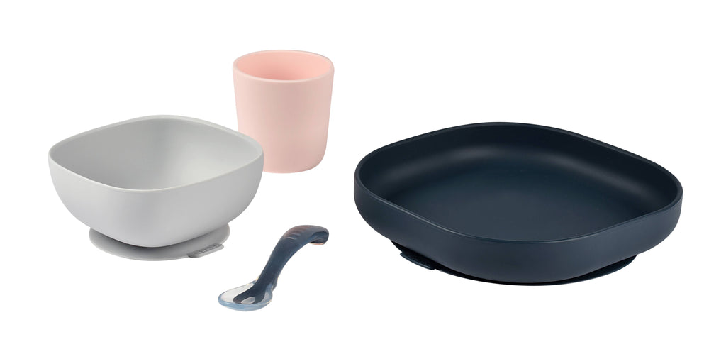 BEABA Silicone Suction Meal Set - Set of 4 - Midnight