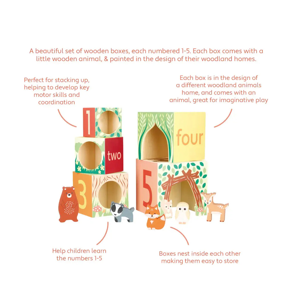 Woodland Animal Wooden Stacking Cubes (FSC®)
