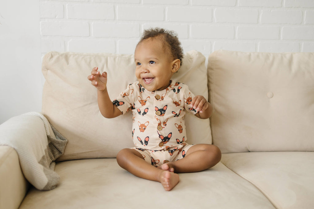 Organic Cotton Short Sleeve Romper - Chihuahua