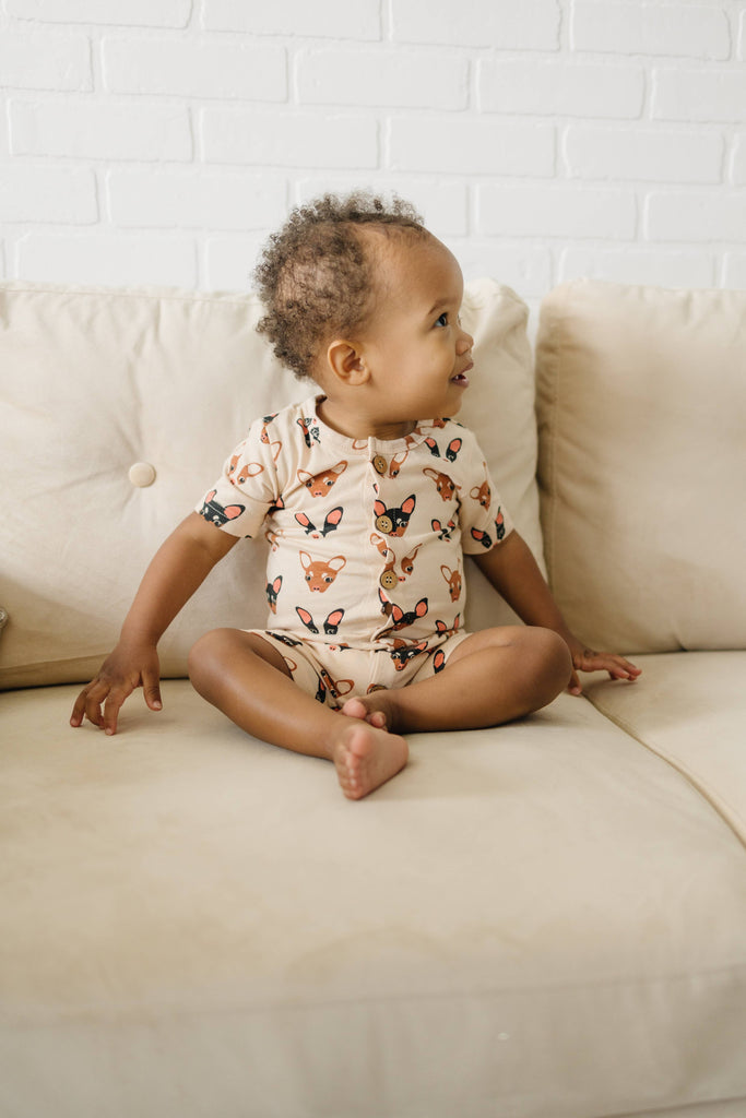 Organic Cotton Short Sleeve Romper - Chihuahua