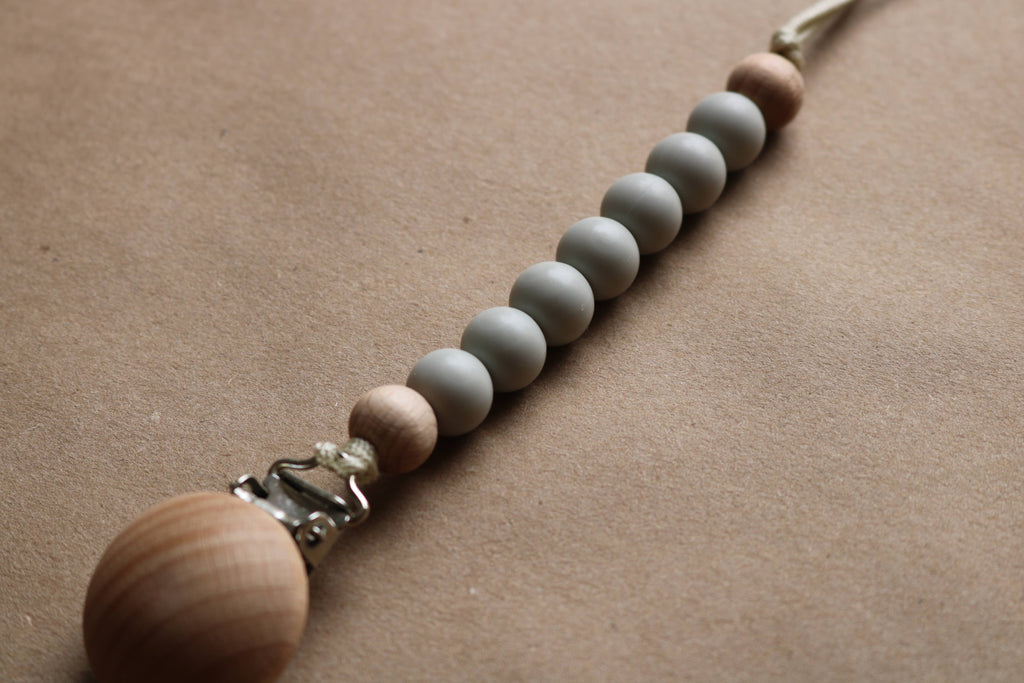 Pacifier Clip- Light Gray