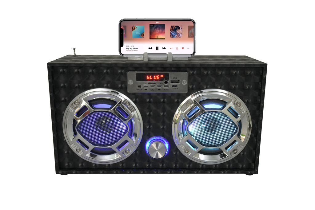 Black 3D Wireless Boombox with FM Radio