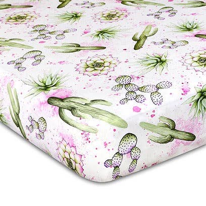 Watercolor Cactus Crib Sheet