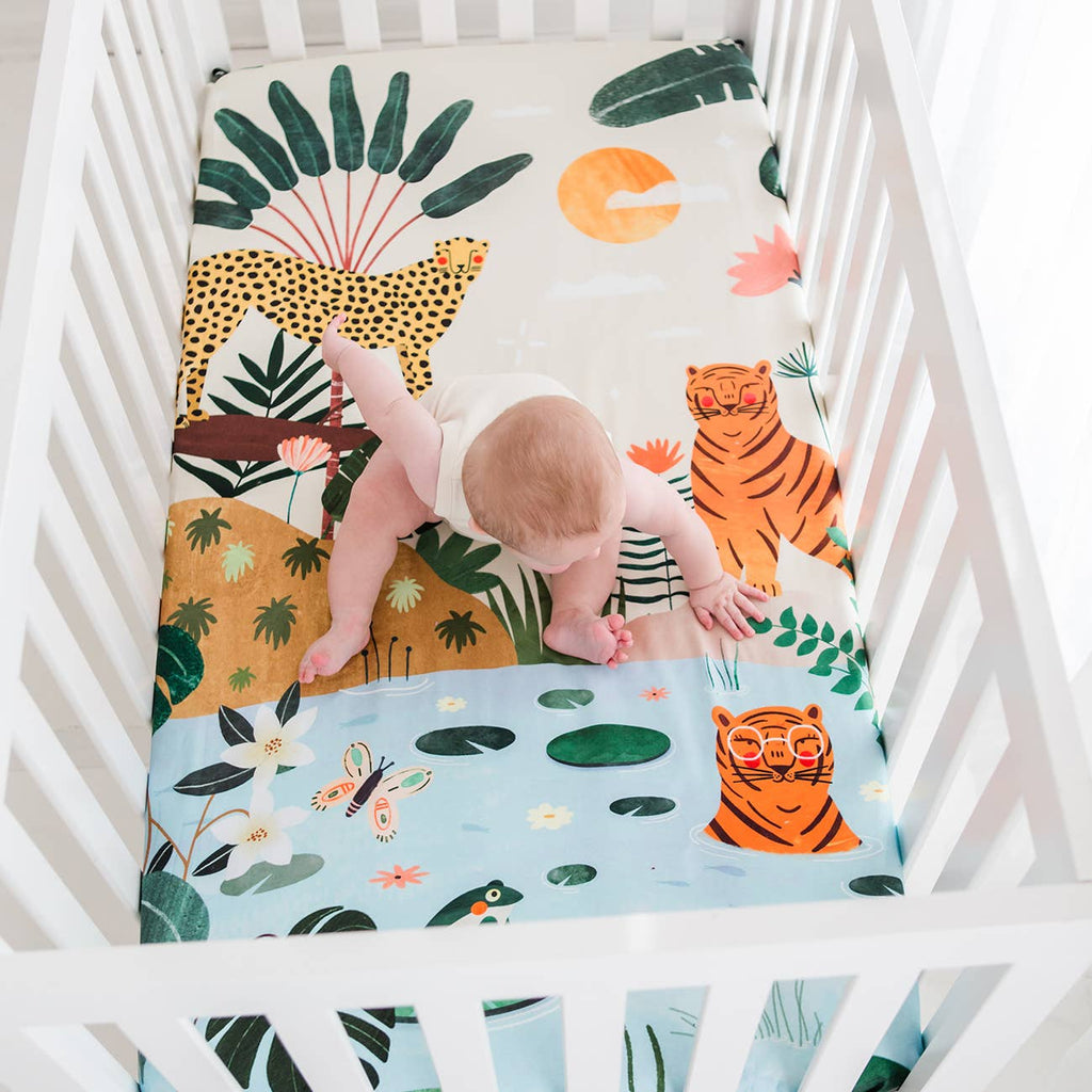 Cotton Sateen Crib Sheet: In The Jungle